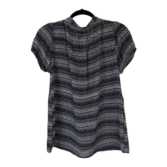 Gap Factory Navy Blue Cream Striped Sheer Tie-Front Blouse Women Size M Medium - Picture 6 of 6